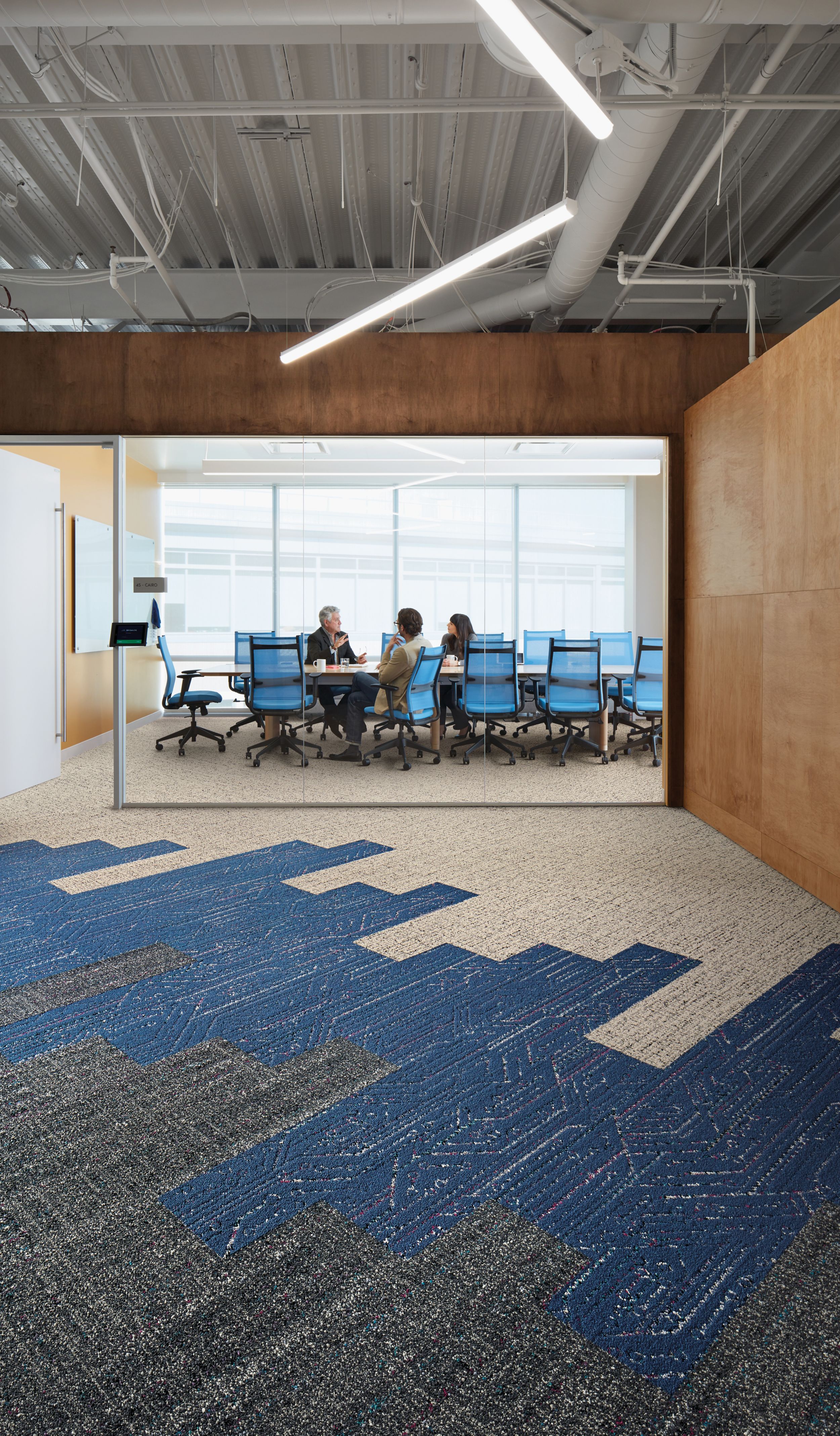 Interface Circuit Board, Static Lines and Haptic plank carpet tile outside and in enclosed meeting room afbeeldingnummer 3